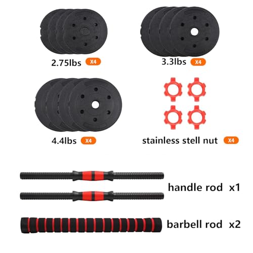 Adjustable Dumbbell Set, 5-44 lbs Free Weight Set with Connector, Convertible Dumbbell, Barbell, Push-up, Home Gym Fitness Weight for Men Women - color: Black-44POUNDS