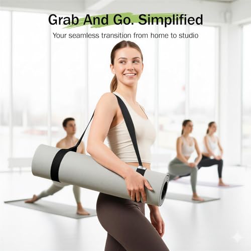 Slim Panda Yoga Mat Straps for Carrying, Adjustable Yoga Mat Carrier Sling Fits All Mats(Mat Not Included) - color: Matte Black, size: 72 inches