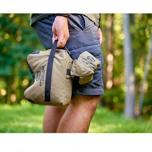 Buffalo Creek Supplies All Weather Durable Front and Rear Shooting Rest Bags, Rifle Rest Sand Bag for Bench Rest Shooting, Hunting, Target & Competitive Sports Shooting-Unfilled - color: Coyote Brown