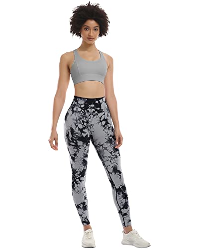 CHRLEISURE Workout Leggings Sets for Women, Gym Scrunch Butt Butt Lifting Seamless Leggings 3 Piece - color: 3 Packs - Black/Black/Tie Dye Black, size: Small