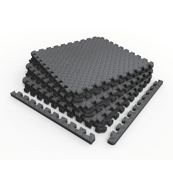 NÖRSK Duräflex Medium-Duty Reversible Interlocking Foam Floor Tiles, Diamond Plate Texture, Black/Blue, 24 X 24 X .47 in., 6-Pack (24 sq. ft.) (Black/Gray, 0.79" Thick) - color: Black/Gray, size: 0.79" Thick