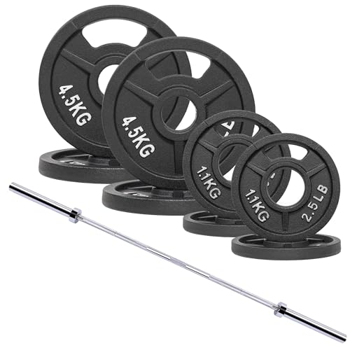 Signature Fitness 2-Inch Cast Iron Barbell Set, Including Multiple LBS Weight Plates and 6FT Barbell Set, Multiple - size: 50LB SET