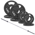 Signature Fitness 2-Inch Cast Iron Barbell Set, Including Multiple LBS Weight Plates and 6FT Barbell Set, Multiple - size: 50LB SET