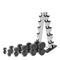 CAP Barbell 150 LB Coated Hex Dumbbell Weight Set with Vertical Rack | Multiple Options - color: White Rack, style: 12-Sided Chrome Handle