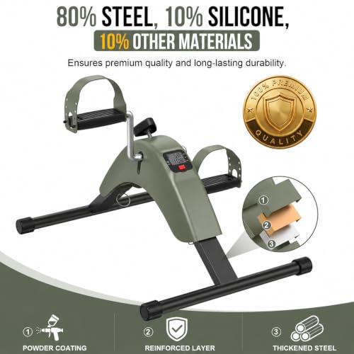Under Desk Bike Pedal Exerciser for Leg & Arm | Foldable Mini Exercise Bike with LCD Display for Home & Office - color: GREEN
