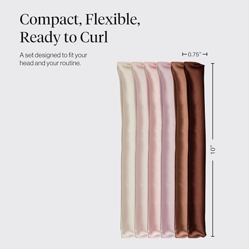 Kitsch Satin Flexi Rods, Heatless Curling Rods - No Heat Curls Overnight, Comfortable Hair Curlers to Sleep In for Frizz-Free and No Heat Damage Styling - 6pcs, Rosewood - color: Rosewood, size: 1 Count (Pack of 6)