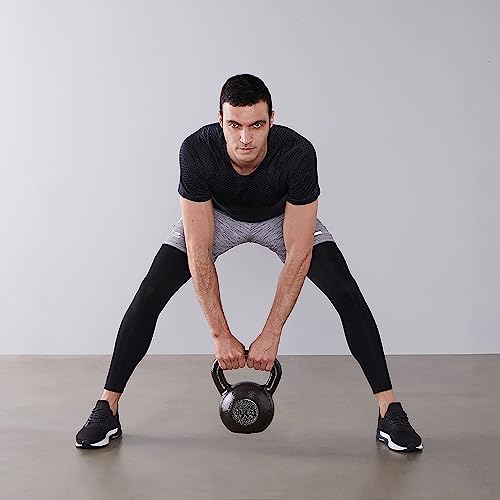Amazon Basics Cast Iron Kettlebell for Strength Training, Textured Wide Handle, Black