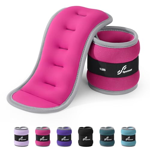 Sportneer Ankle Weights Wrist Weights Pair of 1/2/4/6/10 LBS for Men Women Kids Strength Training Wrist and Ankle Weights Set with Reflective Strips for Dancing Running Walking Fitness Workout Gym - color: Pink, size: 1 lbs x 2