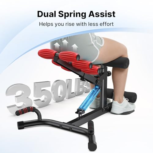 MERACH Deep Squat Machine for Women, Adjustable Glutes Trainer Machine, Core & Leg Exercise, Push Up Board Workout Equipment at Home Gym - color: Black&Red, size: X-Large