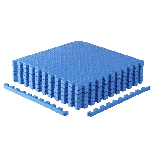 CAP Puzzle Exercise Mats | 1” Thick EVA Interlocking Foam Tiles for Home Gym Flooring | Multiple Options - color: Diamond - Blue, style: 6 Tiles (24 SQ FT)