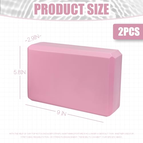 Septo 2 Pcs Yoga Blocks, 9x6x3 Inch Foam Blocks for Pilates | High density EVA foam Yoga Props lightweight non-slip surface for meditation stretching balance training - color: Pink