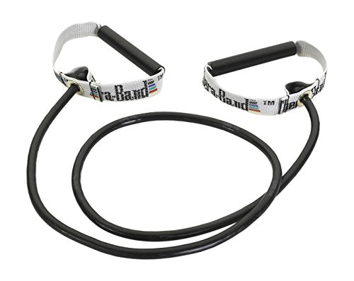 THERABAND Resistance Tubing with Handles, Black, Special Heavy Level, 50" Latex Stretch Resistance Bands for Exercise, Professional Workout Bands for Upper & Lower Body, Color-Coded Levels - color: Black - Special Heavy