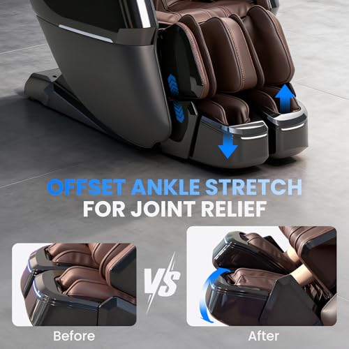 4D Massage Chair Full Body with Space Walk & Ankle Stretch, 2026 Zero Gravity 55“ SL-Track Shiatsu Massage Chair Recliner, Electric Calfrest Extension & Foot Rollers, AI Voice Control S002 Black - color: Black