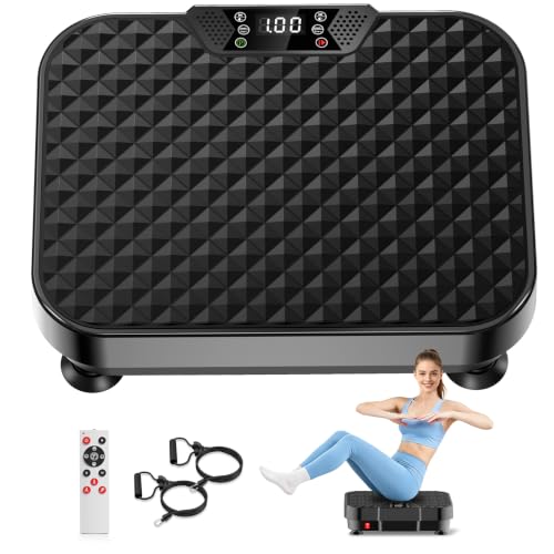 Vibration Plate Exercise Machine Vibration Plate for Lymphatic Drainage Weight Loss,Muscle Activation Fat Burner for Women Men,250 Speeds Shake Plate,Whole Body Exercise Equipment - color: Black