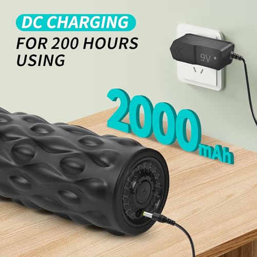 Vibrating Foam Roller,Electric Deep Tissue Massage Roller for Muscle Recovery & Back Pain Relief,4-Speed High Intensity Trigger Point Foam Roller with Carry Bag,Rechargeable Yoga Fitness Roller Black - color: Black