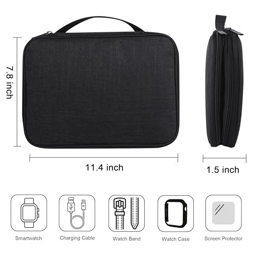 Watch Band Case, Watch Band Storage Organizer Compatible with 35 Watch Bands and Accessories, Watch Straps Carrying Case, Watch Band Holder Fit for Most Sizes of Watch Straps, Black - color: Black