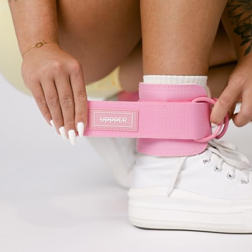 UPPPER Ankle Straps for Cable Machines (Pair) – Adjustable Padded Gym Cable Cuff Attachment, Double D-Ring, Premium Quality – Ideal for Kickbacks, Glute Workouts & Leg Exercises for Women & Men - color: Pink 2.0