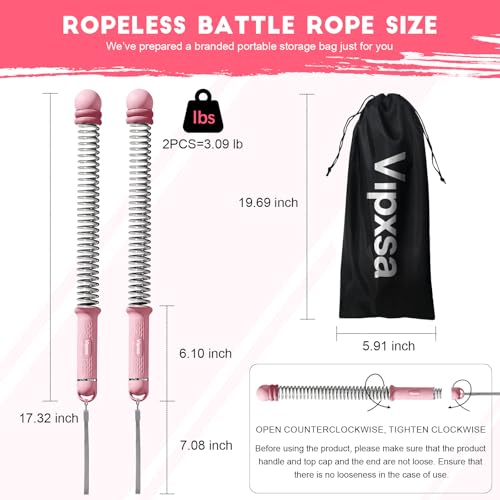 Adjustable Weights Cordless Battle Ropes,Portable Ropeless Battle Ropes for Home Gym with Storage Bag, Weighted Exercise Equipment for Low-Impact Workout, Strength & HIIT, for Men & Women - color: Pink