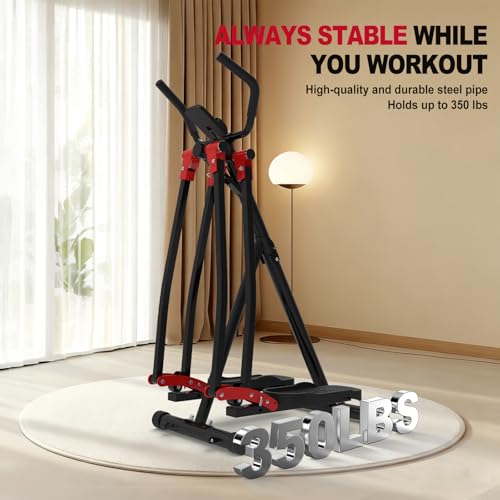 HOTWAVE Air Space Walker, Foldable Elliptical Exercise Machine | Gentle on Joints & Low-Impact. 350lb capacity. Cross trainer stepper. Home gym equipment. - color: Black