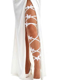 Rave Leg Wrap Butterfly Lace Rhinestone Non-Slip Elastic Legging Gothic Festivals Coachella Outfits for Women - color: White a