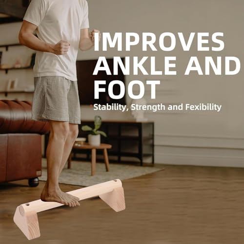 banapoy 2Pcs Parallettes Push Up Bar, Wooden Parallettes Handle Stands Grip Body Strength Training, Push Up Stand with Anti Slip Pad, Balance Beam Exercise for Men Strength Training - size: 30cm