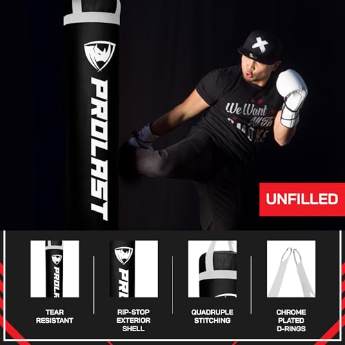 Heavy Punching Kicking Bag for Adults, Boxing, MMA, Martial Arts, Muay Thai, Strength Training Equipment, Filled/Unfilled, 6ft, 150 lbs, Special Edition Logo - color: Black / White, size: Unfilled