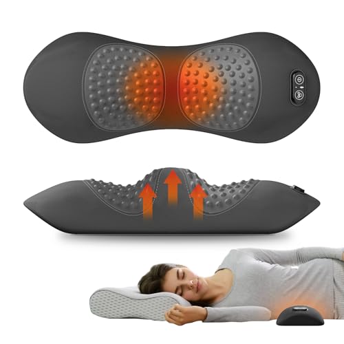 Triple Fusion Back Massager with Heat, Vibration & Air Traction, 3-in-1 Electric Lumbar Support Pillow for Lower Back Pain Relief, Spinal Decompression Device for Bed, Office Chair, Couch and Recliner - color: Gray