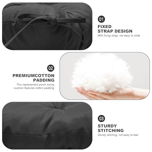 Porch Swing Cushions,Outdoor Cushions 3 Seater Replacement with Backrest, Waterproof Thickened Bench Cushion with Ties for Porch, Patio,Outdoor, Backyard and Garden (Black 47 * 40 in) - color: Black, size: 47x 40 inches