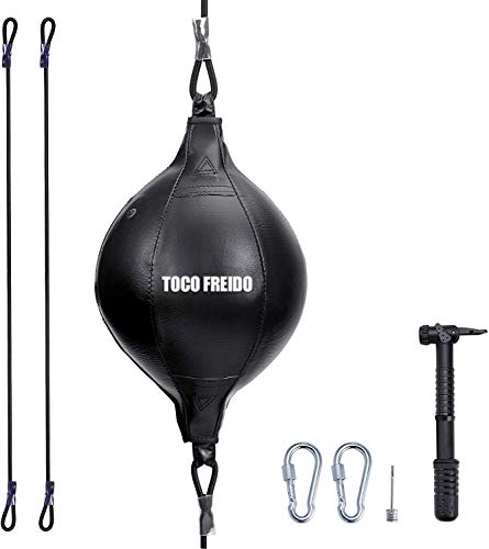 TOCO FREIDO Double End Punching Ball, Speed Bag with Difficulty Levels Boxing Reflex Ball with Headband, Perfect for Reaction, Agility, and Hand Eye Coordination Training - color: Black 0