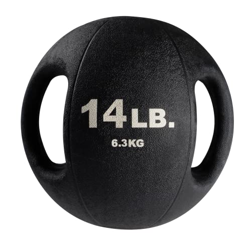 Body-Solid Exercise Medicine Balls, Heavy-Duty Non Slip Rubber Grip with Dual Handles Medicine Ball for Weights Training, Weightlifting & Core Workouts - size: 14 lb