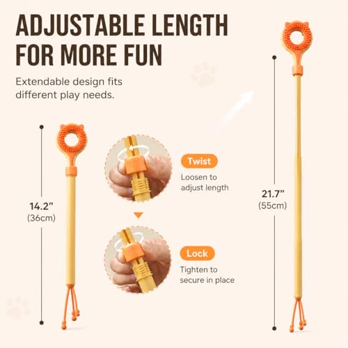 3-in-1 Cat Scratcher & Massage Stick with Teaser Tassel, Dual-Sided Grooming Brush, Handheld Tool for Loose Fur, Indoor Cats