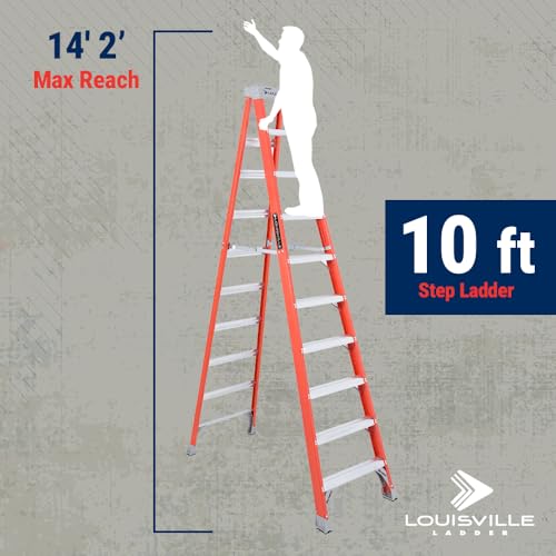 Louisville Ladder 10-Foot Fiberglass Step Ladder, 300-Pound Load Capacity, Type IA, FS1510 - size: 10 feet