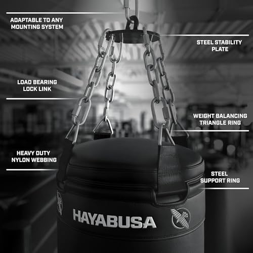 Hayabusa Muay Thai Heavy Bag Pre-Filled Design and Specialized Hanging System - Black, 100lb
