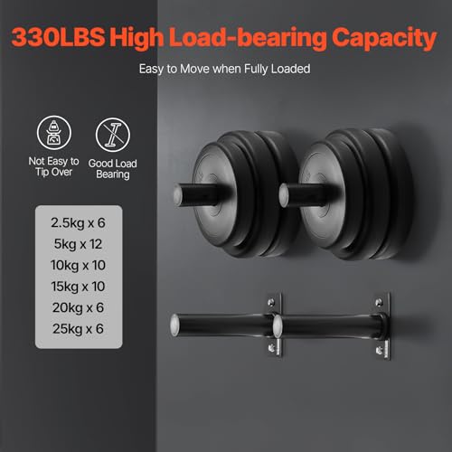 VEVOR Wall Mounted Weight Plate Holder, Weight Rack Storage for 2-Inch Weight Plates, 330 lbs Load Capacity Weight Storage Rack, Heavy Duty Iron Home Gym Organizer, 4 Pack, Mounting Hardware Included