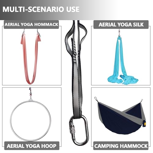 PRIOR FITNESS Yoga Straps Aerial Hammock Accessory Set, 2pcs Carabiner + 2pcs Daisy Chain r, Aerial Silk Hardware with Carabiner Daisy Chain for Yoga Swing Pilates