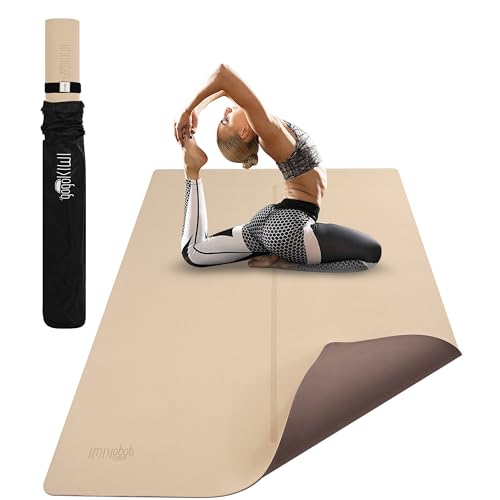 Gogokiwi Large Yoga Mat (6'x4') – 1/4" & 1/2" Thick Exercise Mats for Home Workout, Extra Wide Workout Mats for Home Gym, Yoga, Pilates, Stretching, Floor & More - color: Neutral Nature, size: Standard (1/4 Inch Thick)