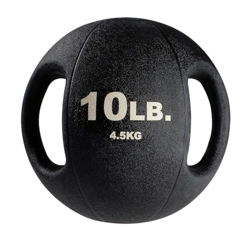 Body-Solid Exercise Medicine Balls, Heavy-Duty Non Slip Rubber Grip with Dual Handles Medicine Ball for Weights Training, Weightlifting & Core Workouts - size: 10 lb