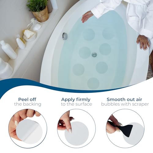 Anti-Slip Shower Stickers - Help Reduce Slipping in Bathtub & Shower, Clear Non-Slip Bath Strips, Strong Adhesive Bathtub Appliques Suitable for Homes with Kids, Adults & Seniors - 24 Pcs - Homergy - size: Round
