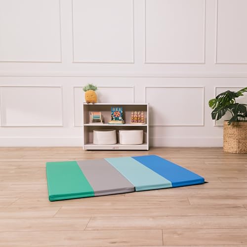 ECR4Kids SoftZone 4-Section Rainbow Runway Activity Mat, Folding Playmat, Contemporary - color: Contemporary