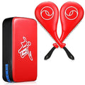 Poen 3 Pcs Taekwondo Kick Pads Muay Thai MMA Karate Sparring Gear Martial Arts Kickboxing Training Pads Punching Striking Target Equipment PU Leather Paddles Strike Curved Kick Shield - color: Red