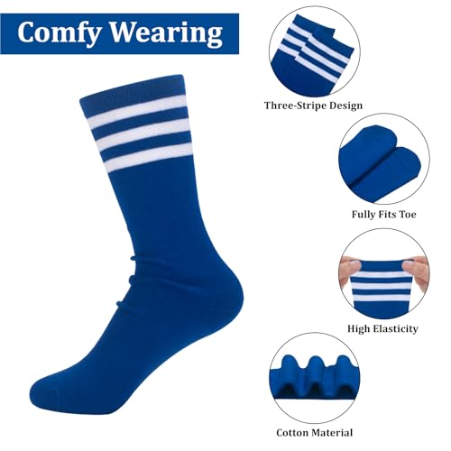 ONUPGO 5 Pieces Kids Sweatbands Soccer Socks Set - Sports Headband, Wristbands, Striped High Socks for Kids, Youth,Toddler & Baby - Football, Basketball, Running, Cycling, Tennis - color: Blue