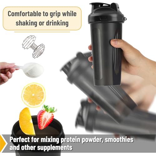 Mr. Pen- Shaker Bottles for Protein Mixes, 28 oz, Leak Proof | Shaker Cups with Stainless Steel Wire Whisk Ball for Protein Shakes and Pre Workout - color: Black