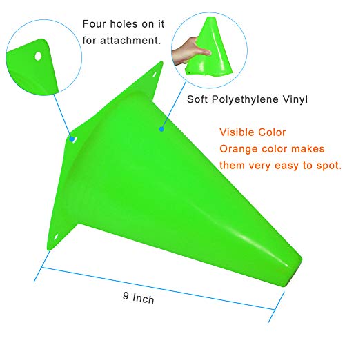 9 Inch Plastic Training Traffic Cones, Sport Cones, Agility Field Marker Cones for Soccer Basketball Football Drills Training, Outdoor Activity or Events - (Set of 10, 12, 15 or 24, 4 Colors) - color: 12 Pack Green