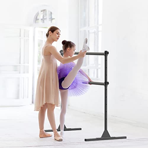 SELEWARE Height Adjustable Ballet Barre Freestanding Ballet Bar Heavy Duty Dance Bar Support Barre Movements Body Stretch Pull-ups, Sturdy Construction Never Fall Apart, Anti-Slip - color: 4 FT (Steel Crossbar, Black)