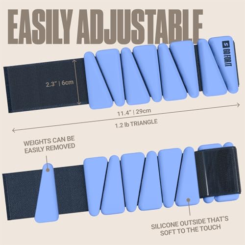 SPORTBIT Wrist and Ankle Weights for Women - Set of 2 (1lb Each) Wearable Ankle & Wrist Weights - Leg & Arm Bands, Silicone Weighted Bracelets for Workout, Walking, Running, Yoga, Pilates - color: Single Blue