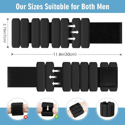 Wrist Weights Set of 2, Wearable Wrist Ankle Weights for Women & Men, Silicone Weighted Bangles Adjustable Arm and Leg Weights for Walking Yoga Pilates Running Dance Gym 2lb - color: Black