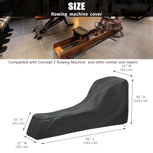Rowing Machine Cover, Rower Outdoor Cover for Concept 2 Rowing Machine Waterproof Row Machine Cover for Hydrow Rowing Machine, Dustproof Fitness Equipment Protective Cover - size: for Hydrow Rowing Machine(82" L x 24" W x 41" H)