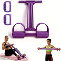 3 in 1 Adjustable Pedal Resistance Band, 8-Tube Natural Latex Tension Rope, Multifunctional Sit-Up Trainer for Full-Body Workout, Fat Loss & Muscle Shaping - color: Purple