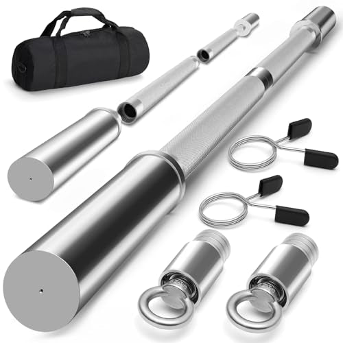 DASKING 4ft/4.9ft Barbell, 2-Inch Olympic Detachable Bar, Portable Strength Training Bar for Weightlifting, Squat, Bench Press, Home Gym, 450LBS, Includes Silent Collars - size: 3.9 Ft