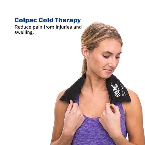 Chattanooga ColPac, Reusable Gel Ice Pack, Cold Therapy for Neck, Shoulder, Upper Back for Headaches, Inflammation, 21" Neck Contour, Black Polyurethane, with a Lumintrail Drawstring Bag - color: Black, size: Neck Contour
